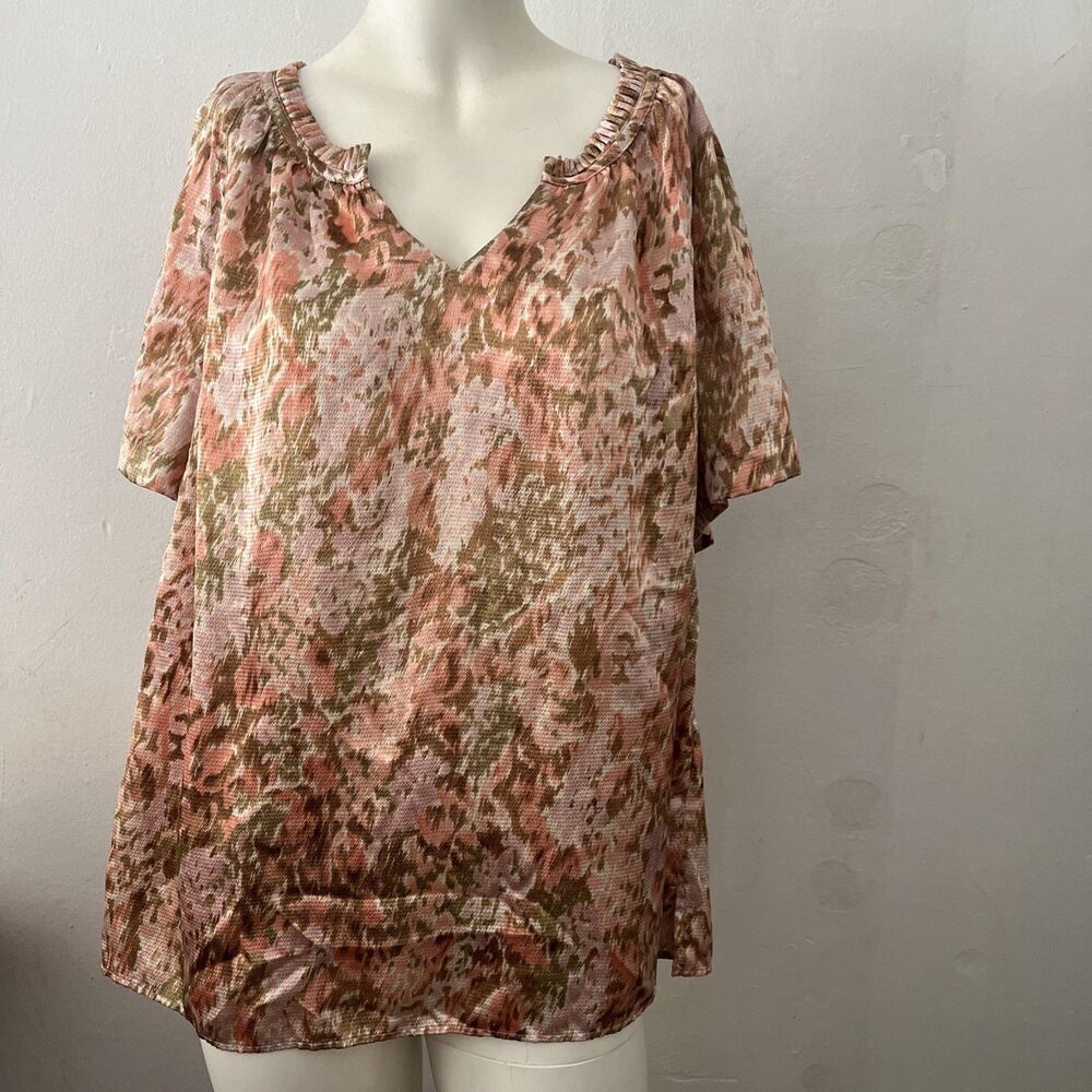Talbots Floral Pink Top 3XP Romantic Sophisticated Office Business Professional